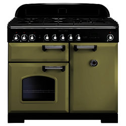 Rangemaster Classic Deluxe 100 Dual Fuel Range Cooker Olive Green